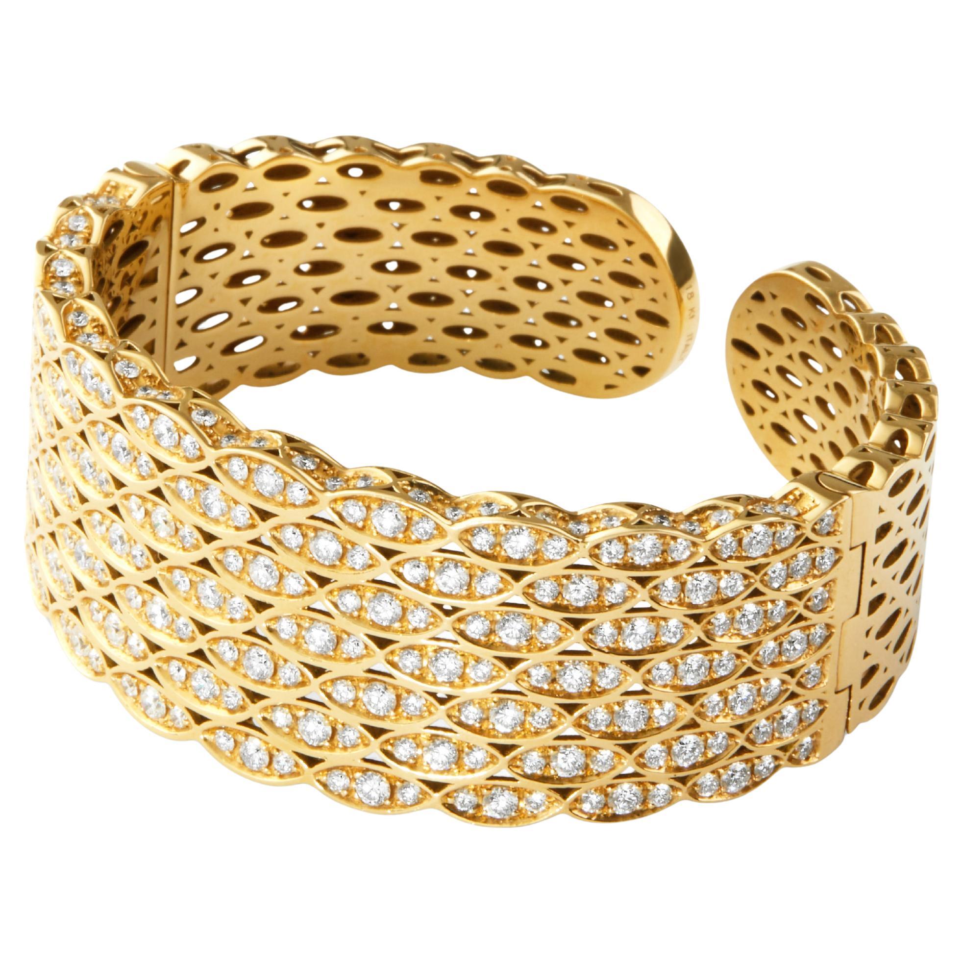 Syna Gelbgold Manschettenarmband mit Diamanten