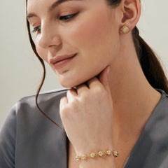 Syna Bracelet boule disco en or jaune avec diamants champagne