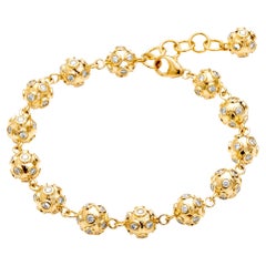 Syna Bracelet boule disco en or jaune avec diamants champagne