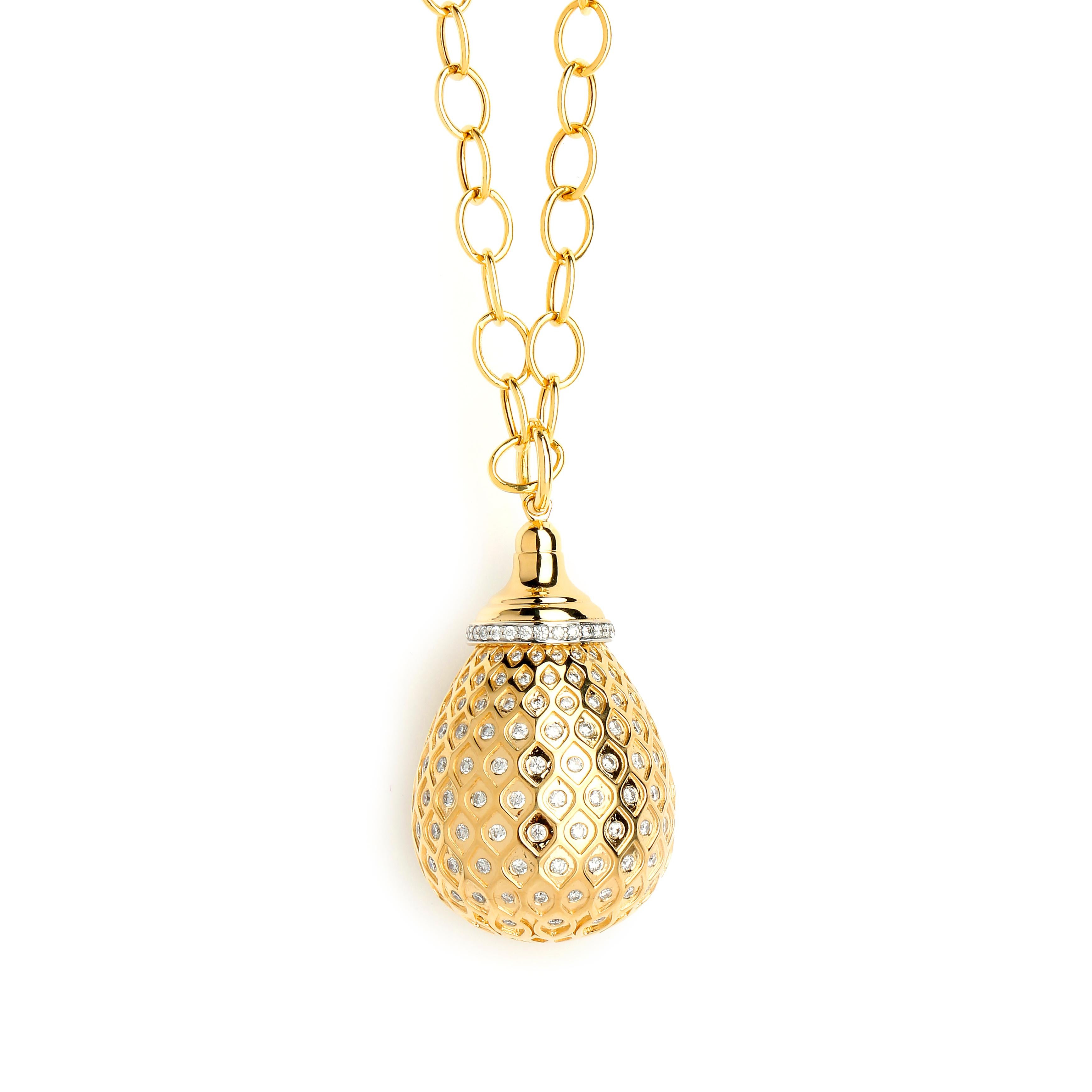 Created in 18 karat yellow gold 
Diamonds 1.65 cts approx
Limited edition 
Chain sold separately

Envisioned in luxurious 18 karat yellow gold, this limited edition pendant glistens with diamonds totaling 1.65 carats, apprx. The elegant chain is