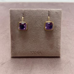 Syna Yellow Gold Earrings with Amethyst and Diamonds