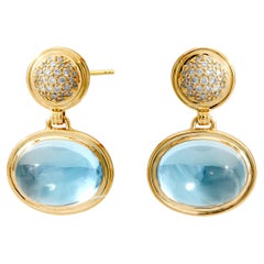 Syna Yellow Gold Earrings with Blue Topaz and Diamonds