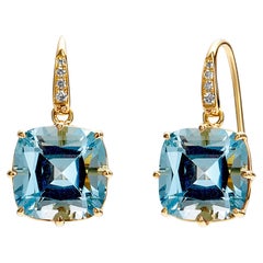 Syna Yellow Gold Earrings with Blue Topaz and Diamonds