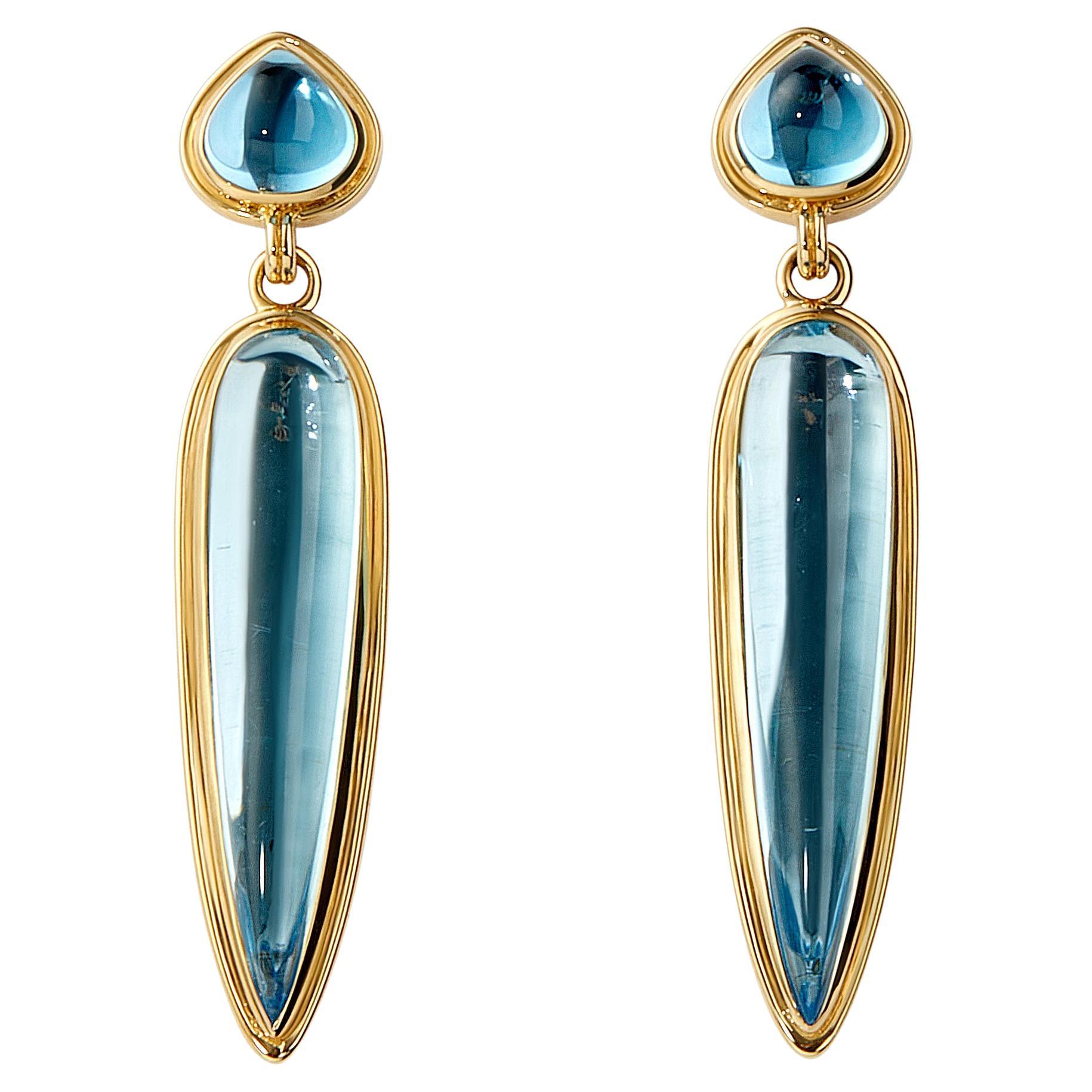 Syna Yellow Gold Earrings with Blue Topaz