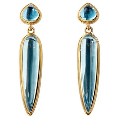 Syna Yellow Gold Earrings with Blue Topaz