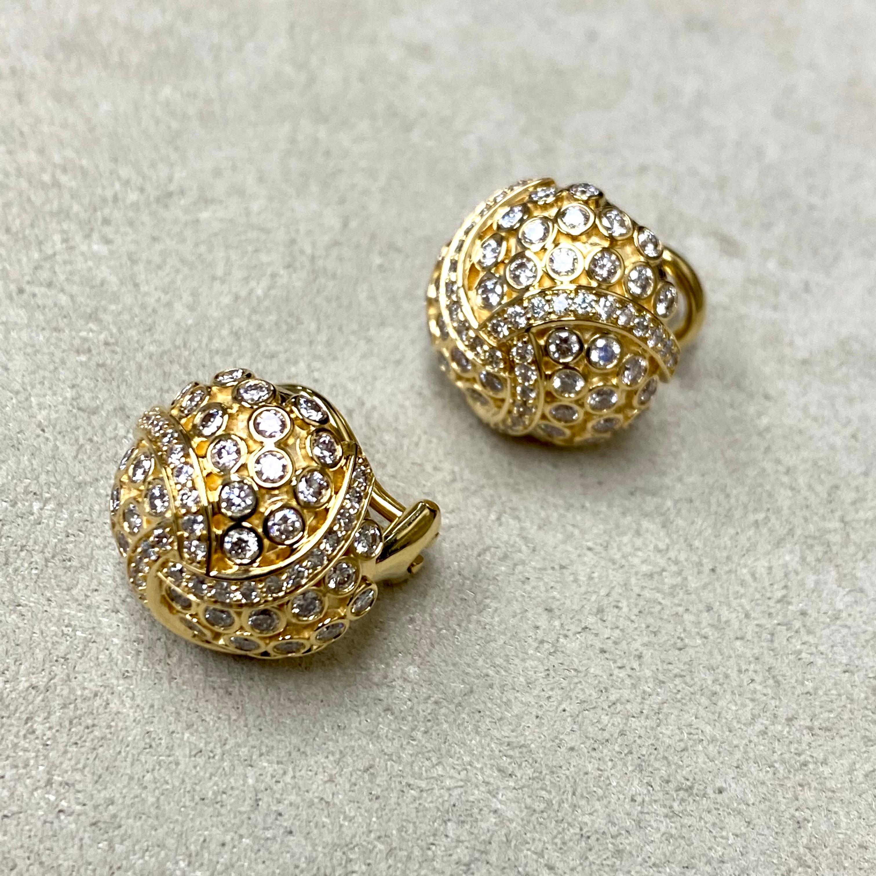 Contemporary Syna Yellow Gold Earrings with Champagne Diamonds