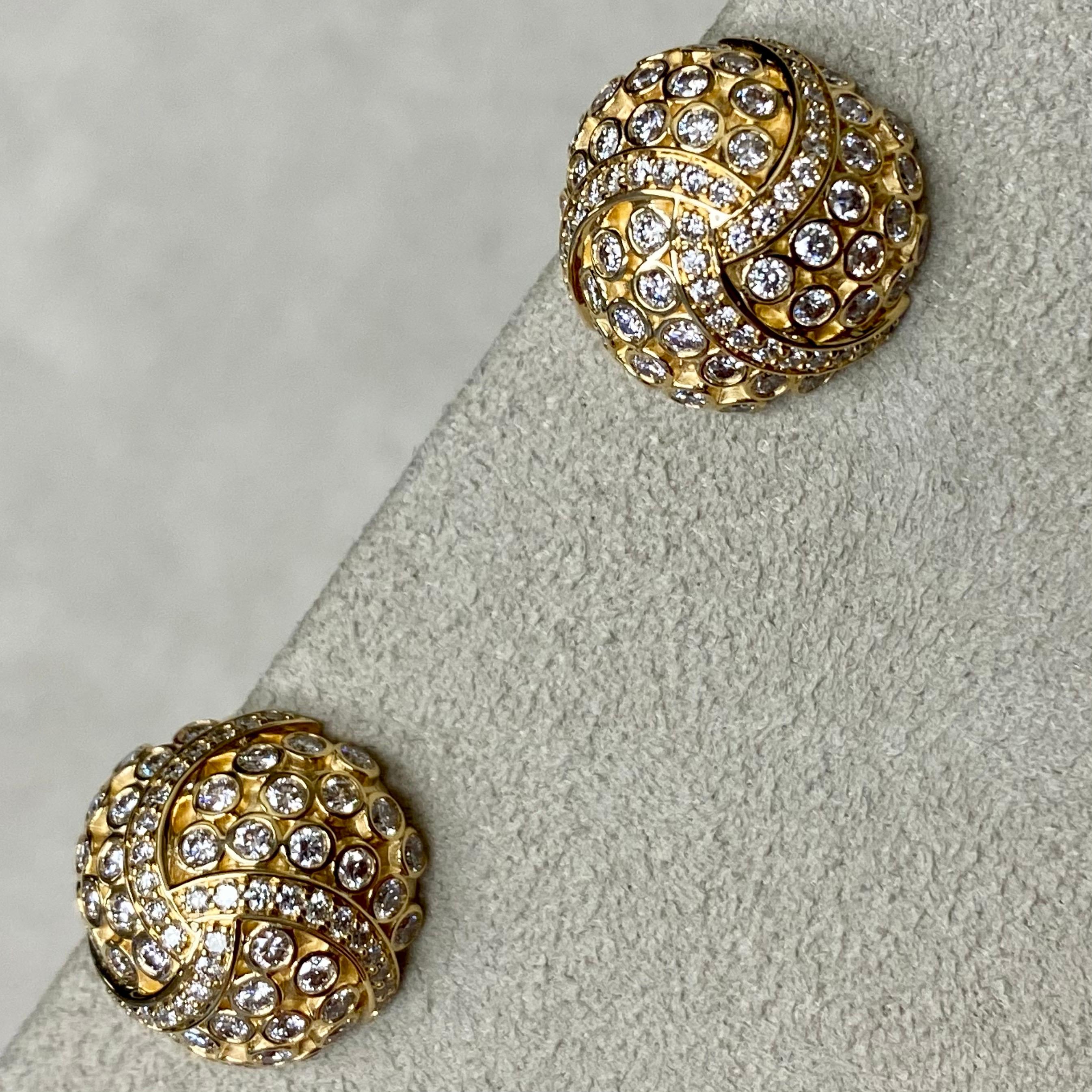 Round Cut Syna Yellow Gold Earrings with Champagne Diamonds