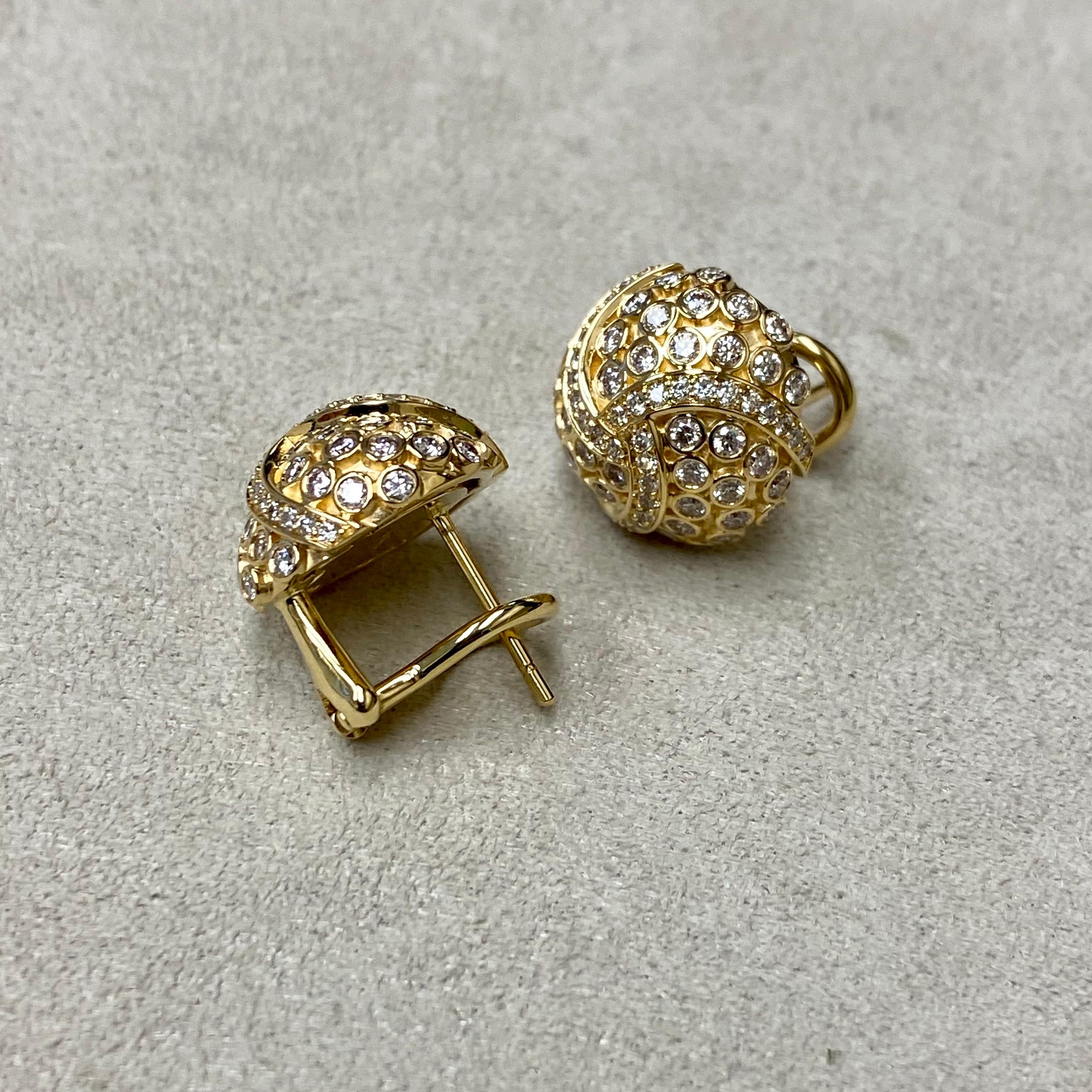 Syna Yellow Gold Earrings with Champagne Diamonds In New Condition In Fort Lee, NJ