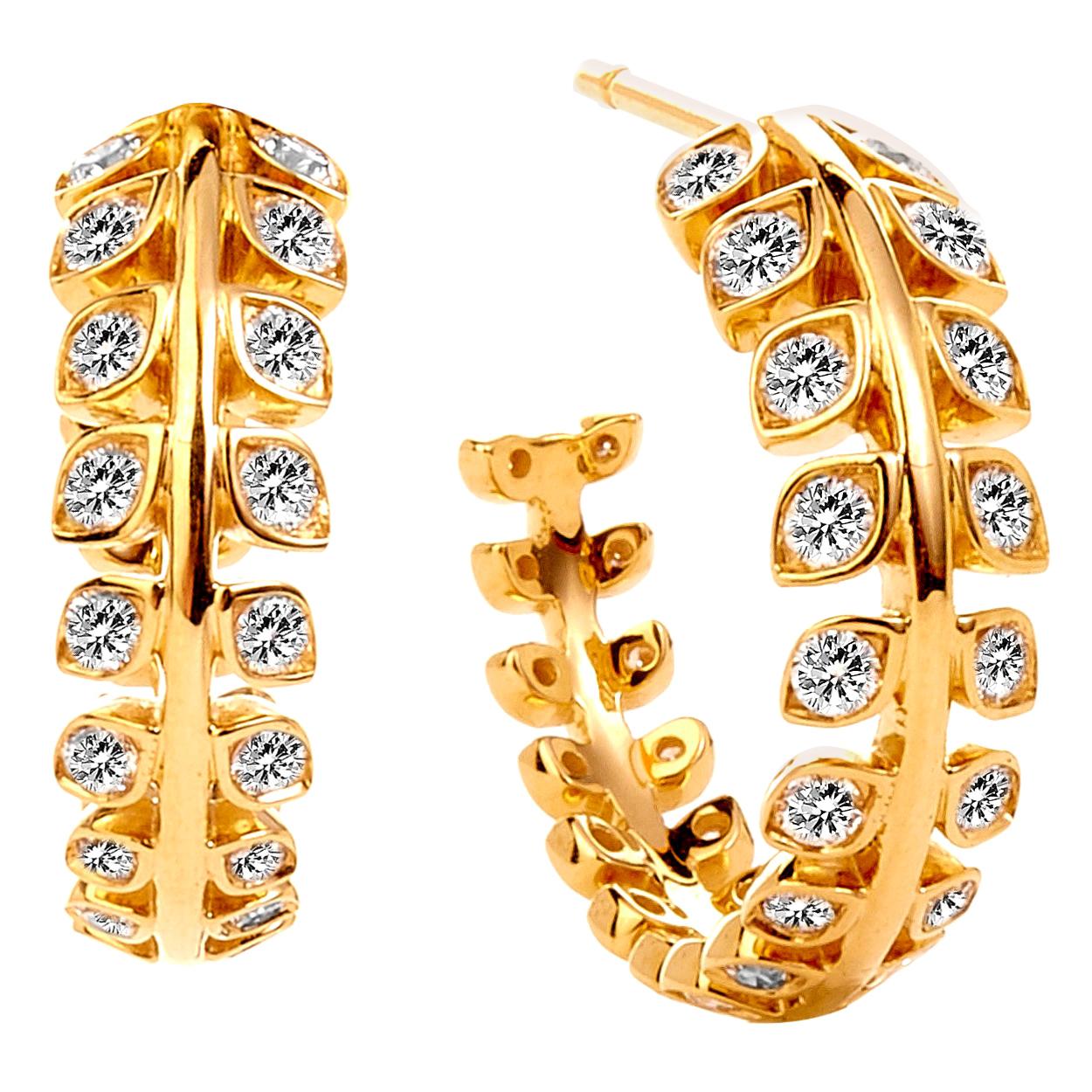 Syna Yellow Gold Earrings with Diamonds For Sale