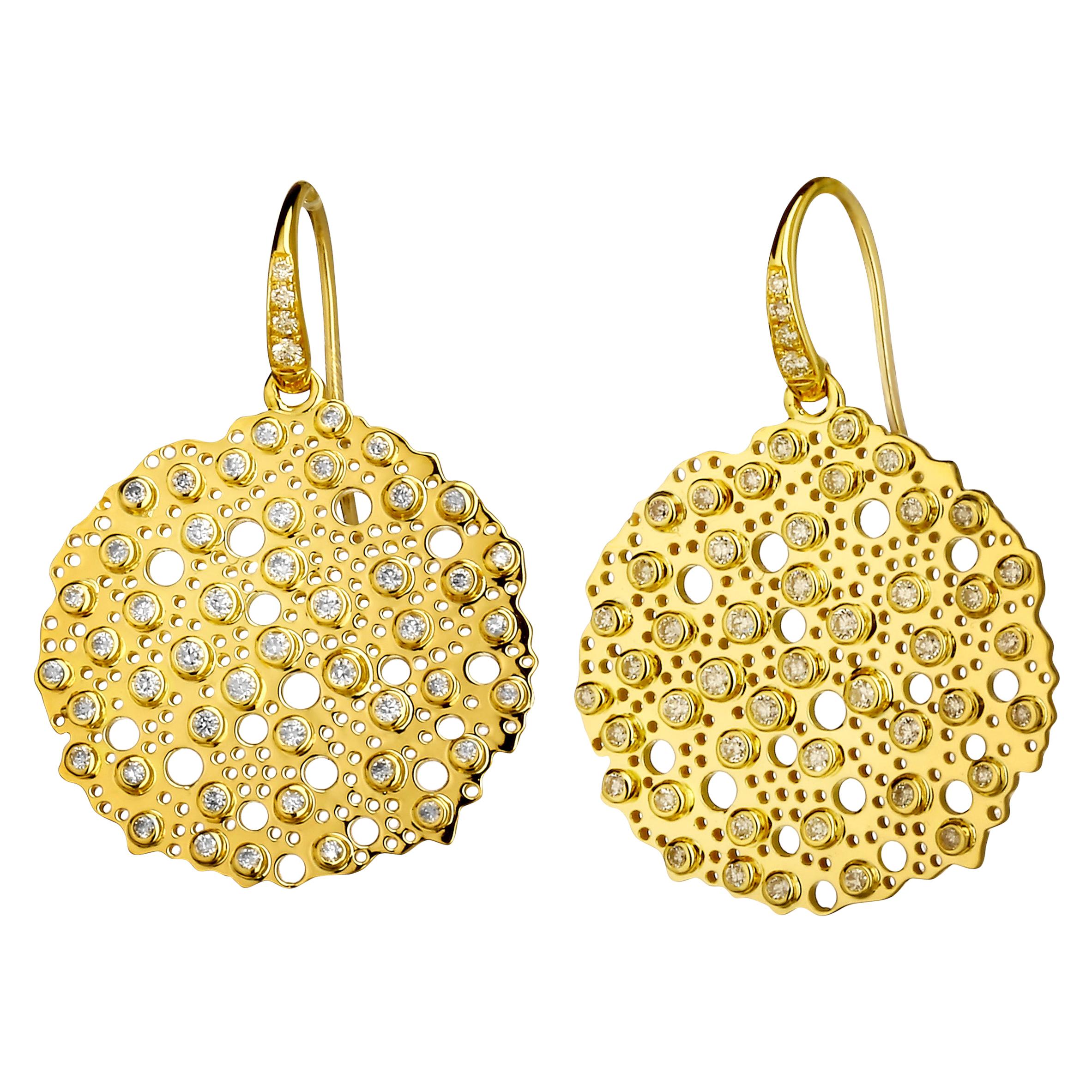 Syna Yellow Gold Earrings with Diamonds