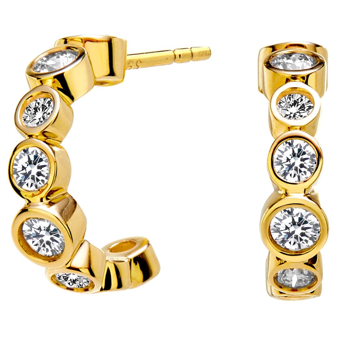 Syna Yellow Gold Earrings with Diamonds For Sale