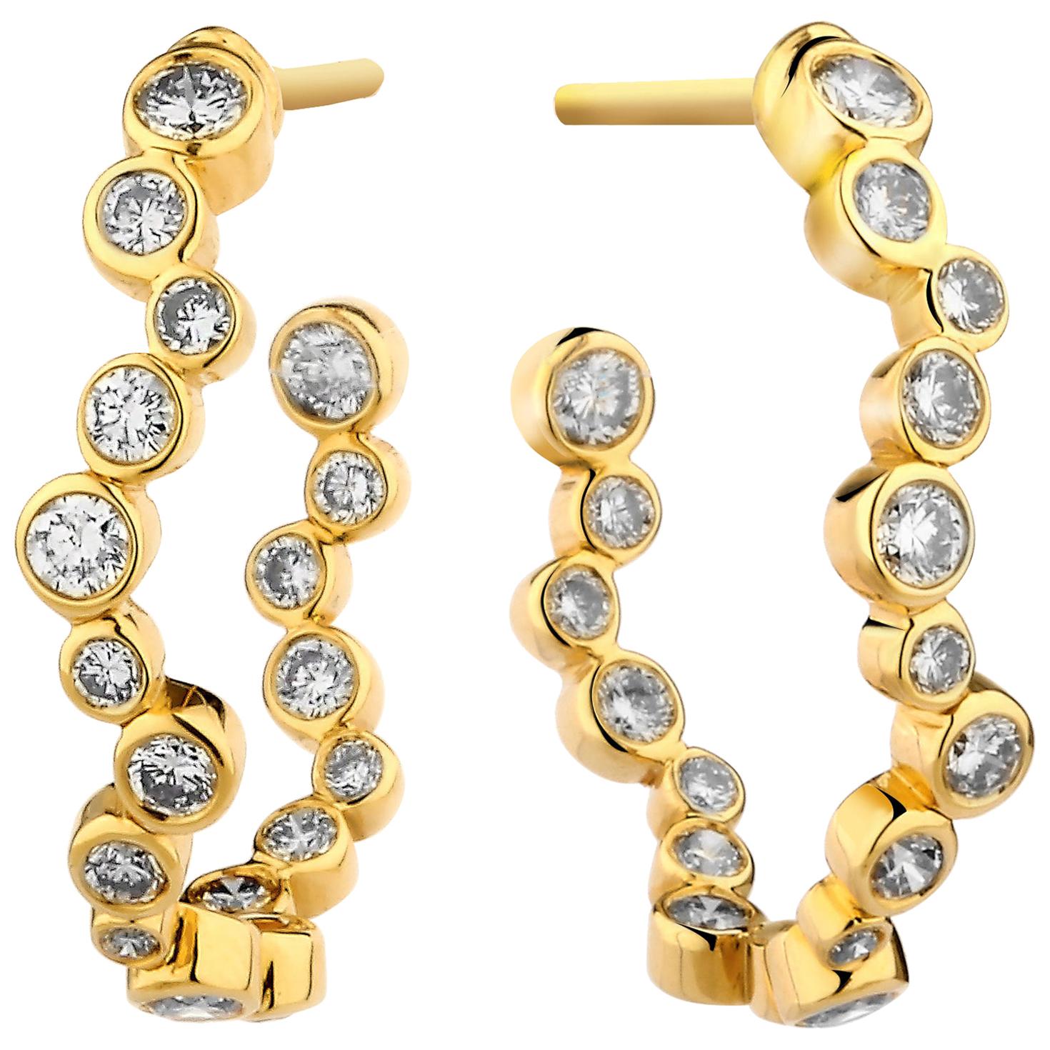 Syna-Ohrringe aus Gelbgold mit Champagner-Diamanten