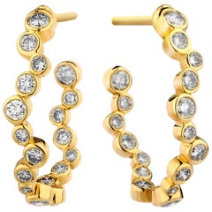 Syna Yellow Gold Earrings with Champagne Diamonds