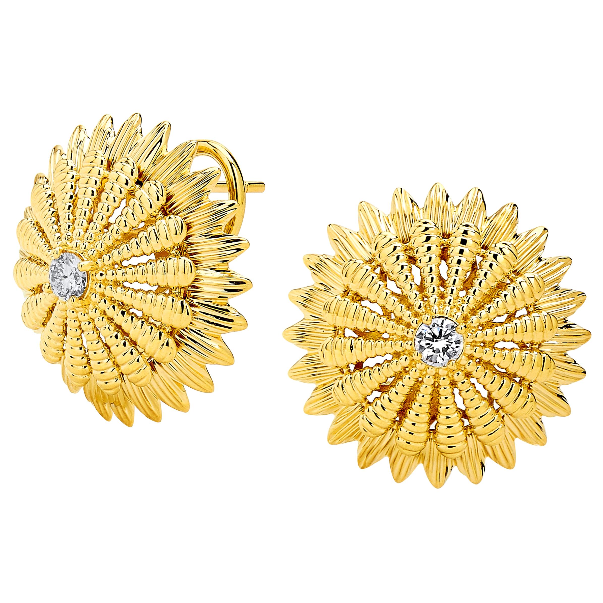 Boucles d'oreilles Syna en or jaune avec diamants