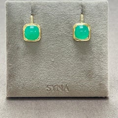 Syna-Ohrringe aus Gelbgold mit Chrysopras und Diamanten