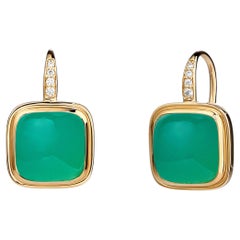 Syna-Ohrringe aus Gelbgold mit Chrysopras und Diamanten
