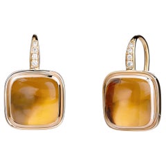 Syna Yellow Gold Earrings with Citrine and Diamonds