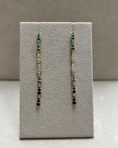 Syna Yellow Gold Earrings with Emeralds and Sapphires