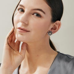 Syna Yellow Gold Earrings with Lapis Blue Enamel and Diamonds