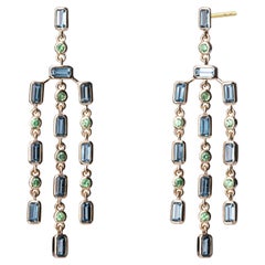 Syna Yellow Gold Earrings with London Blue Topaz and Tsavorites