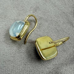 Syna Yellow Gold Earrings with Moon Quartz and Diamonds