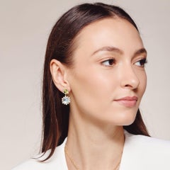 Syna Yellow Gold Earrings with Peridot, Blue Topaz and Diamonds