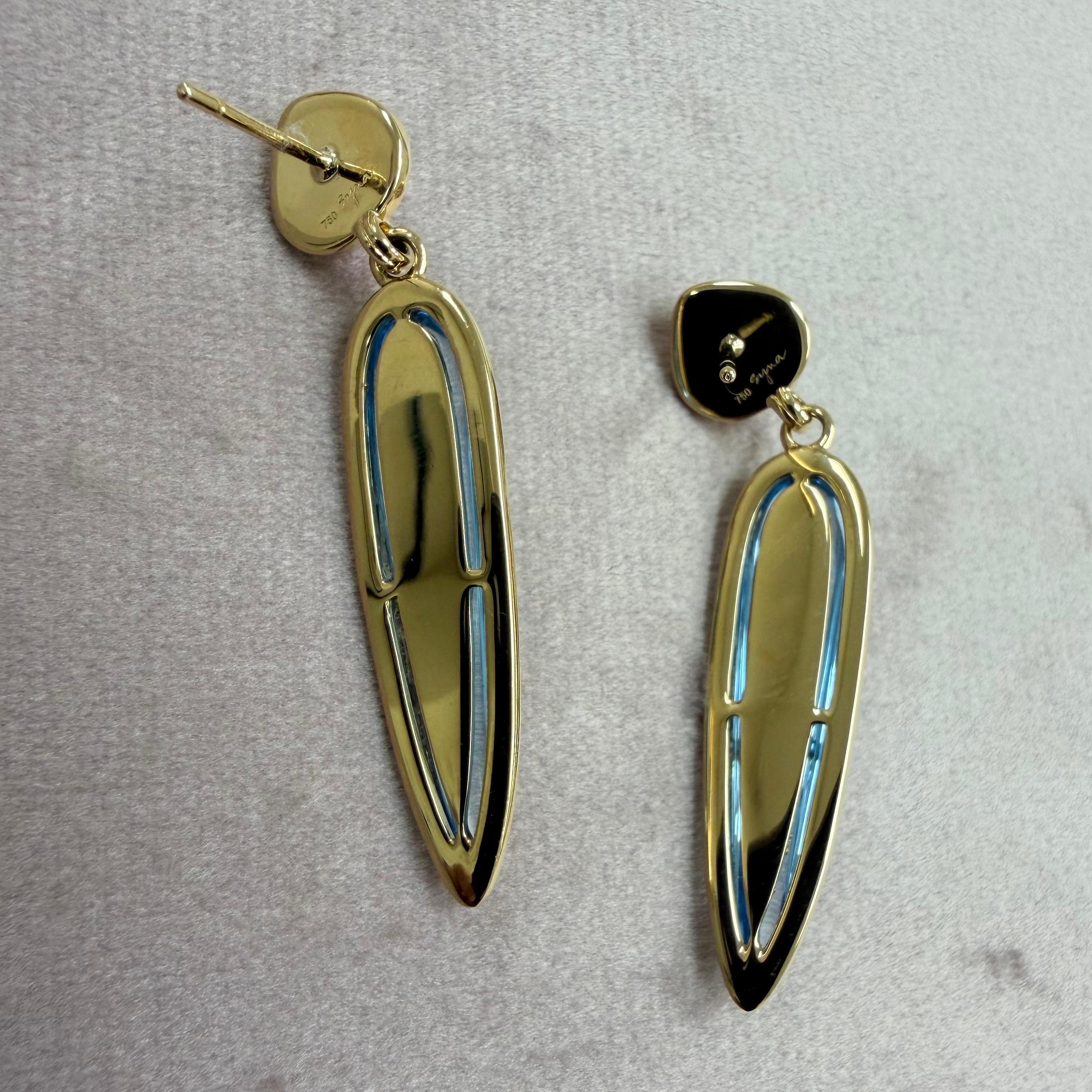 Donna Orecchini Syna in oro giallo con tormalina rosa e topazio blu in vendita