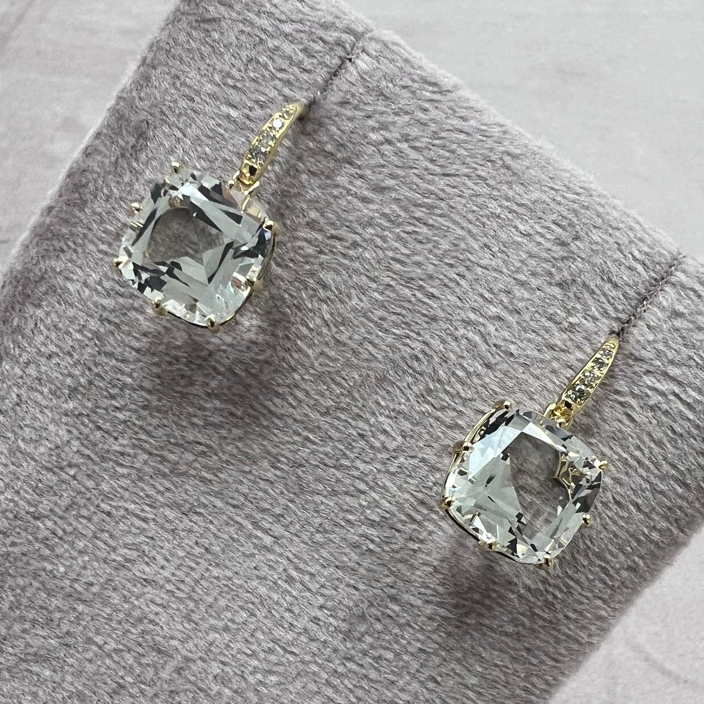 Contemporary Syna Yellow Gold Earrings with Rock Crystal and Diamonds For Sale