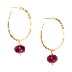 Syna Yellow Gold Earrings with Rubellite Beads