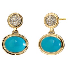 Syna Yellow Gold Earrings with Sleeping Beauty Turquoise and Diamonds