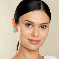 Syna Yellow Gold Earrings with Turquoise and Diamonds