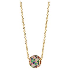 Syna Yellow Gold Emerald, Multi Color Sapphire and Diamond Bead Necklace