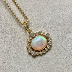 Syna-Halskette aus Gelbgold mit äthiopischem Opal und Diamanten