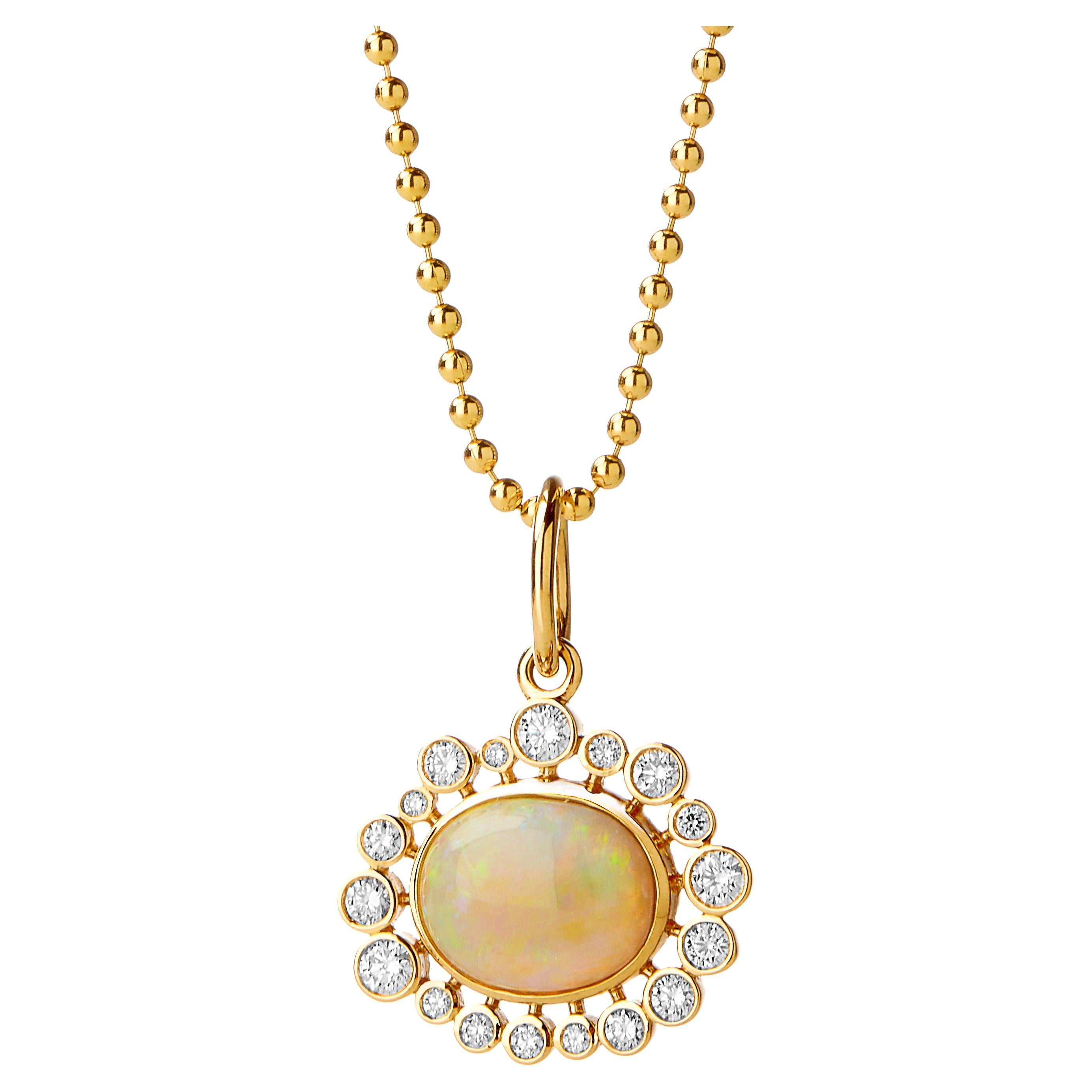 Syna Yellow Gold Ethiopian Opal and Diamonds Necklace