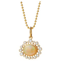Syna Yellow Gold Ethiopian Opal and Champagne Diamonds Necklace