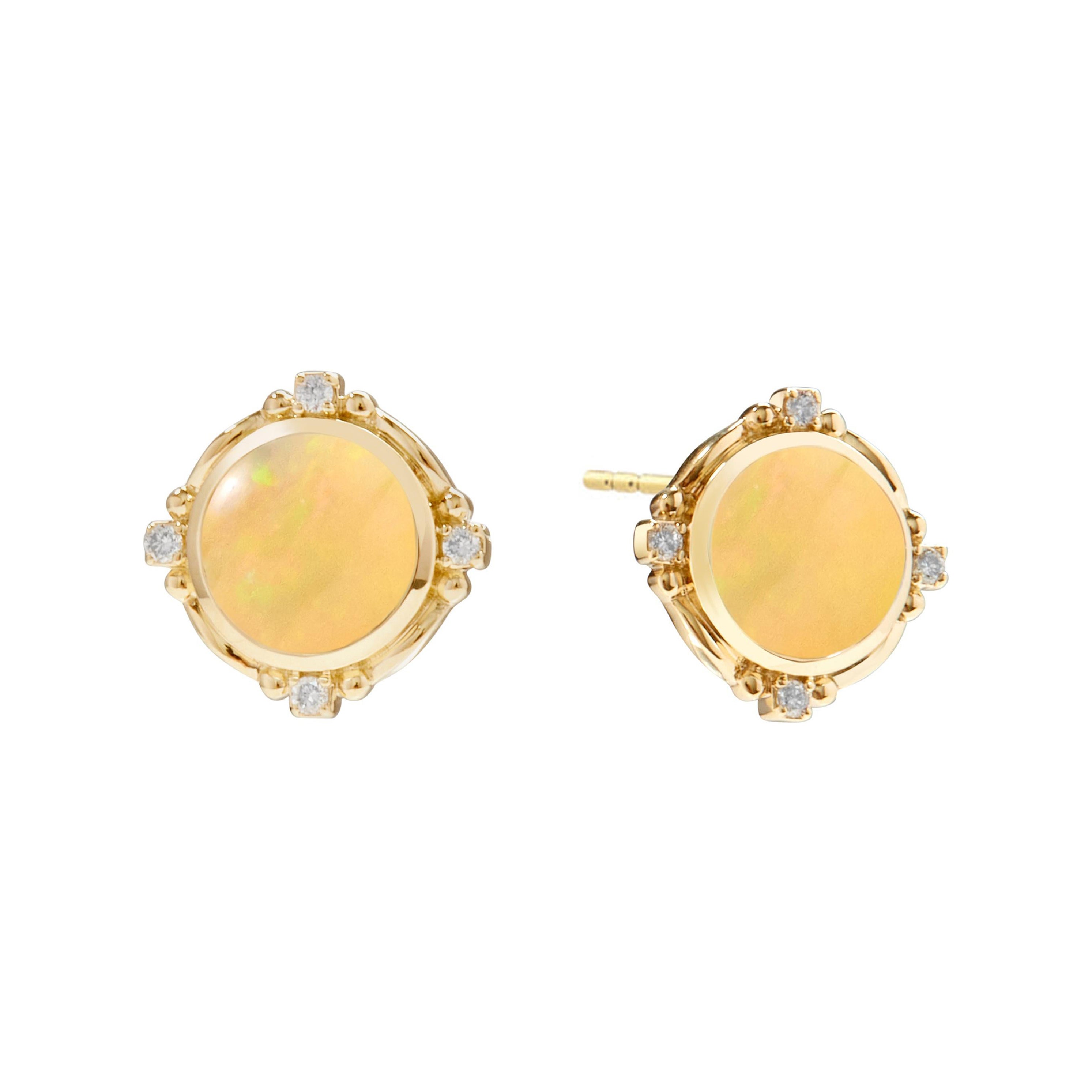 Pendientes Mogul de Ópalo Etíope de Oro Amarillo Syna con Diamantes Champán