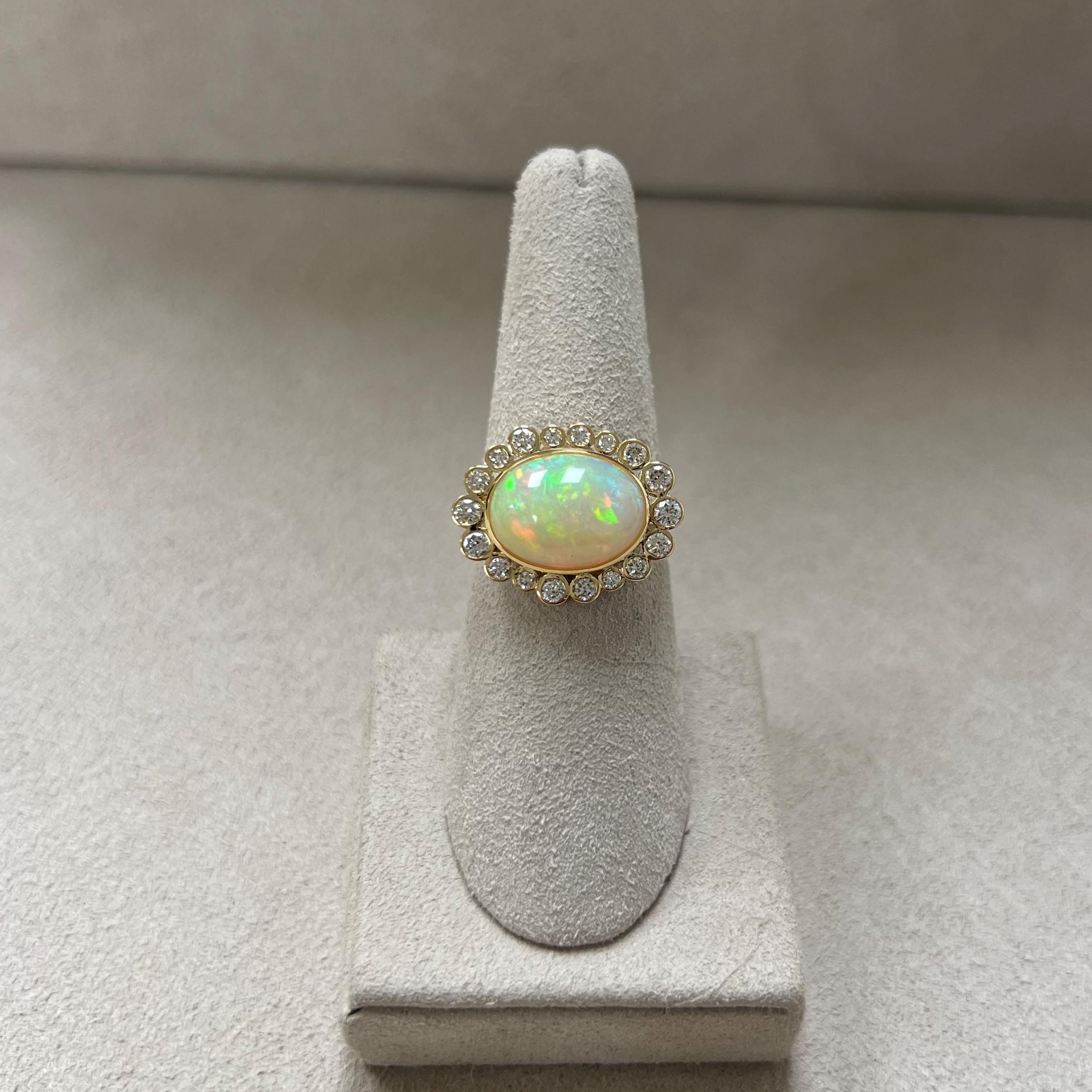 Created in 18 karat yellow gold
Ethiopian Opal 3.70 carats approx.
Diamonds 0.60 carat approx.
Ring size US 6.5, can be sized
Limited edition



About the Designers ~ Dharmesh & Namrata

Drawing inspiration from little things, Dharmesh & Namrata