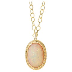 Syna Yellow Gold Ethiopian Opal Pendant with Diamonds