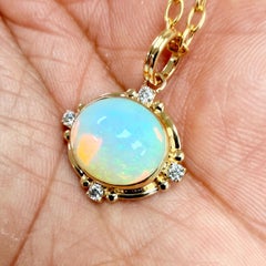 Syna-Opal-Anhänger aus Gelbgold mit äthiopischen Diamanten