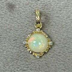 Syna Yellow Gold Ethiopian Opal Pendant with Diamonds