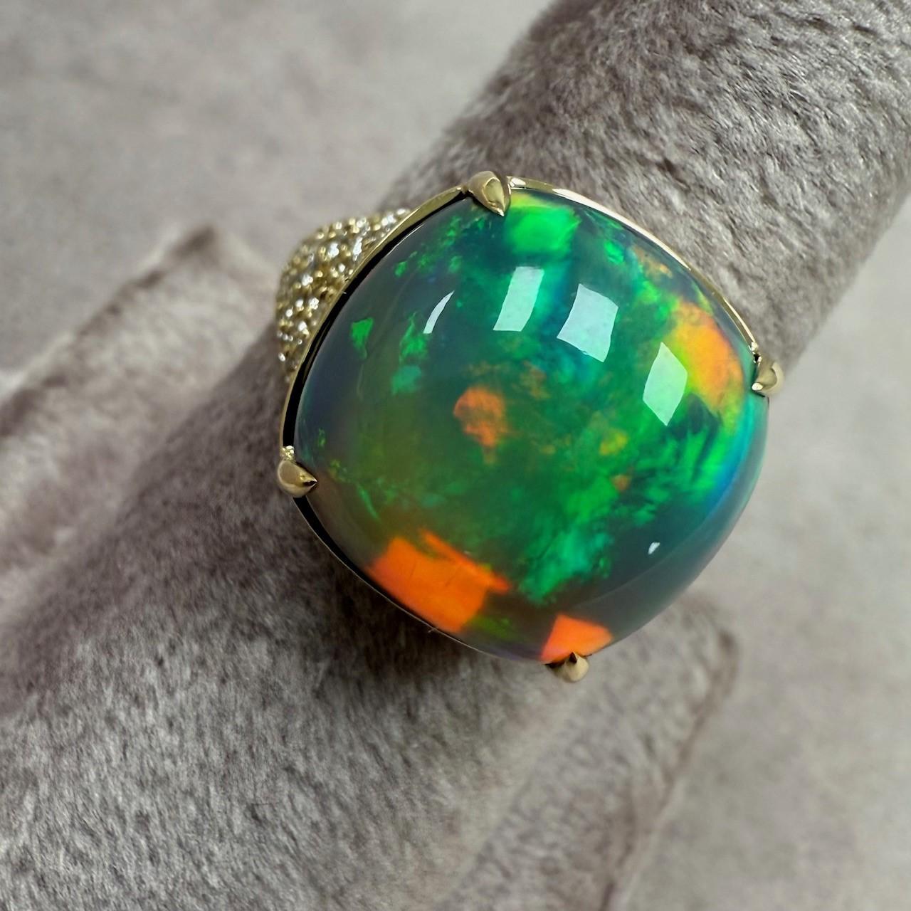 Women's Syna Yellow Gold Ethiopian Opal Ring with Diamonds