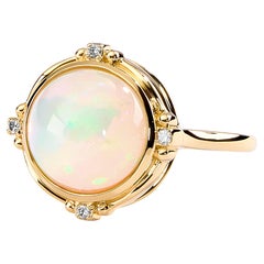 Syna Yellow Gold Ethiopian Opal Ring with Diamonds