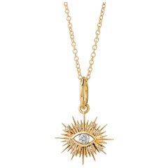 Syna Yellow Gold Evil Eye Charm Pendant with Diamonds