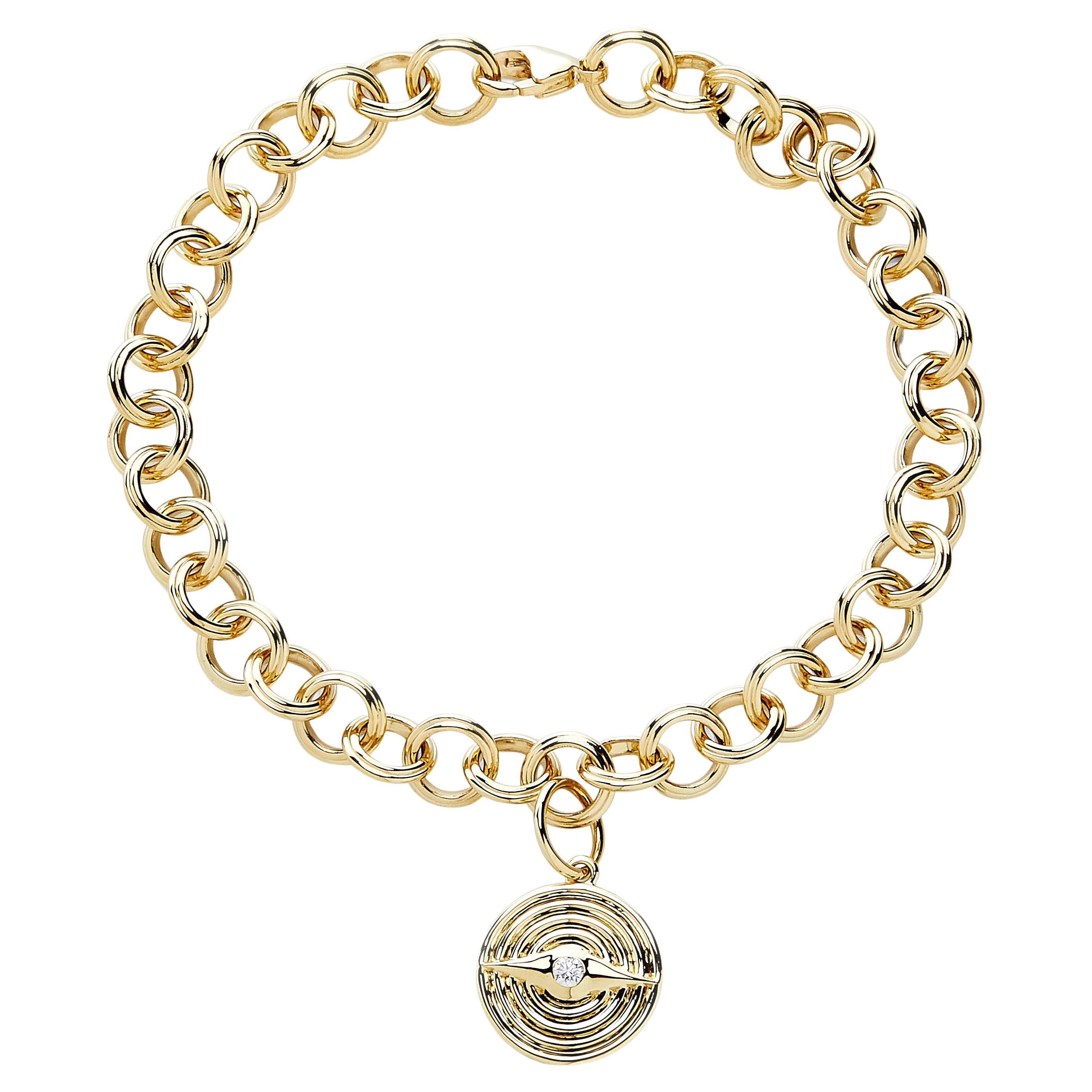 Syna Yellow Gold Evil Eye Charm Reversible Bracelet