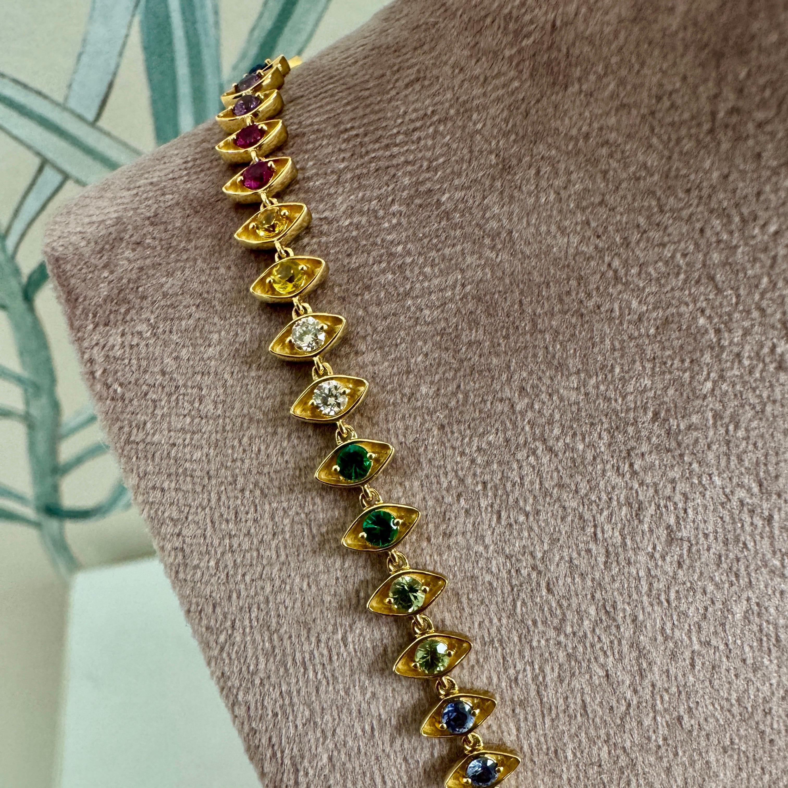 Created in 18 karat yellow gold
Rainbow Sapphires
Emeralds
Diamonds
18 inch length
18 karat yellow gold lobster clasp



About the Designers ~ Dharmesh & Namrata

Drawing inspiration from little things, Dharmesh & Namrata Kothari have created an