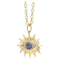 Colgante Mal de Ojo de Oro Amarillo Syna con Zafiro Azul y Diamantes