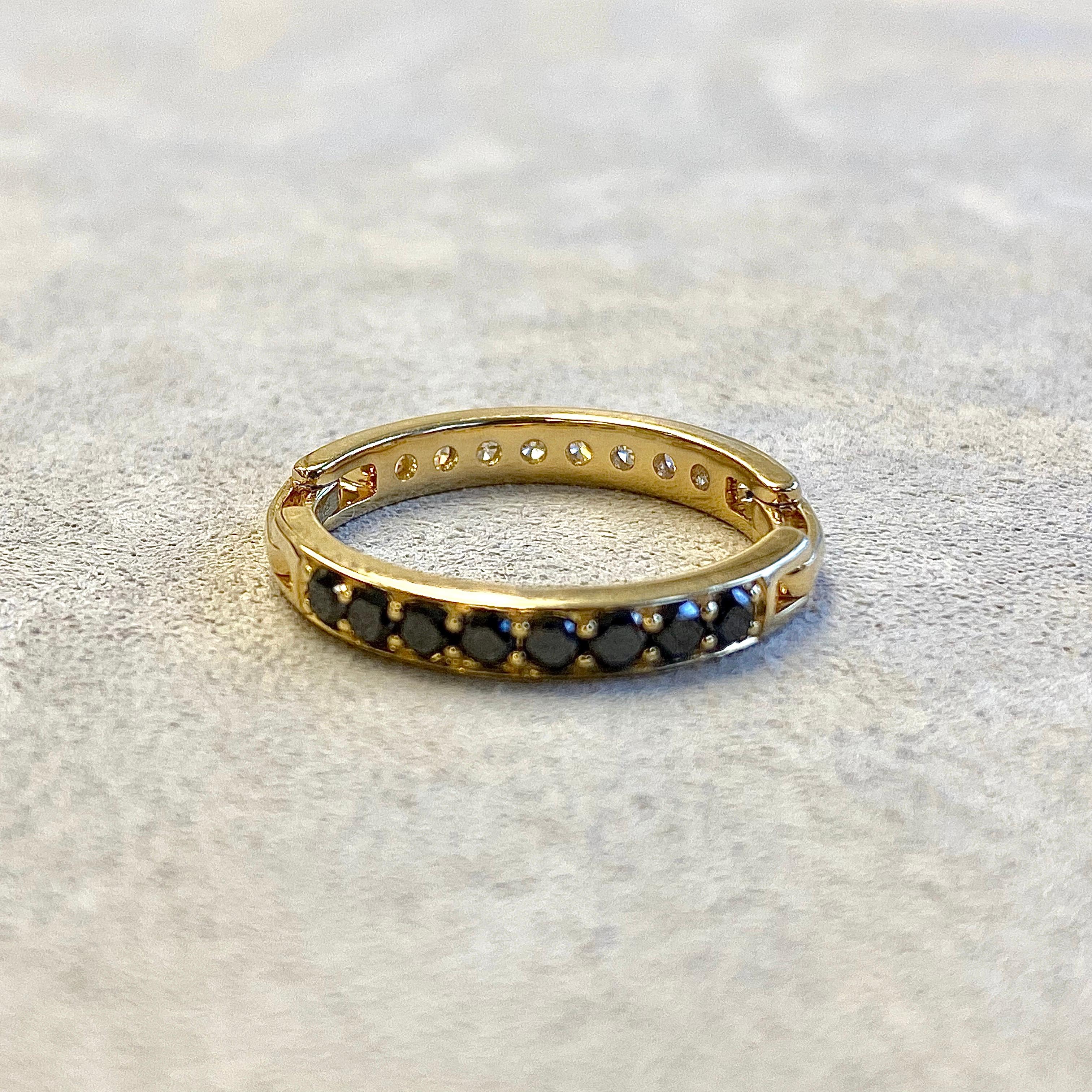 Syna Yellow Gold Flexible Cosmic Band with Black and Champagne Diamonds In New Condition In Fort Lee, NJ
