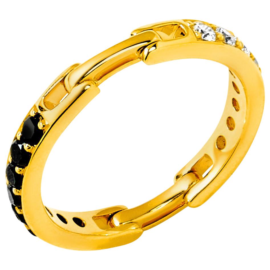 Syna Yellow Gold Flexible Cosmic Band with Black and Champagne Diamonds