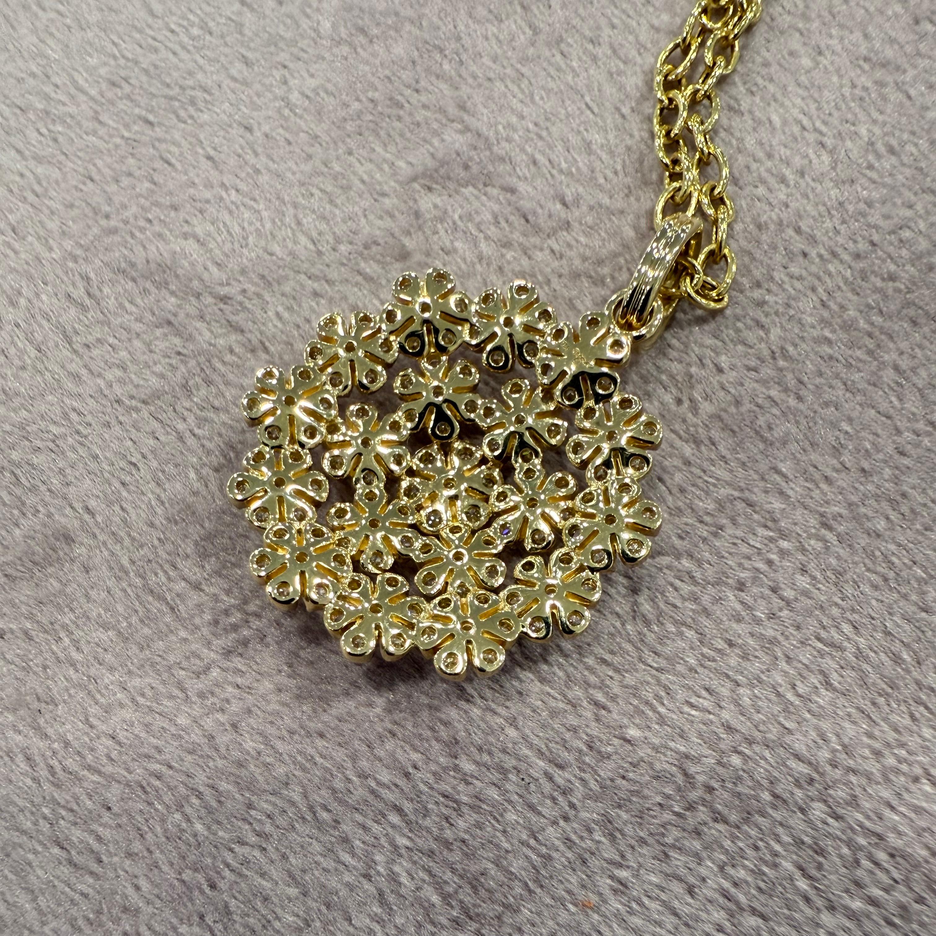 Contemporary Syna Yellow Gold Flower Bunch Pendant with Diamonds For Sale