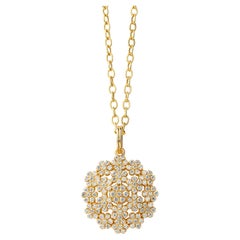Syna Yellow Gold Flower Bunch Pendant with Diamonds